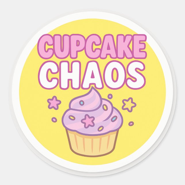 Cupcake Chaos Round Sticker (Devant)