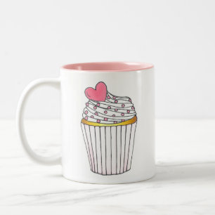 Cupcake Coeur rose Mug Mariage personnalisé