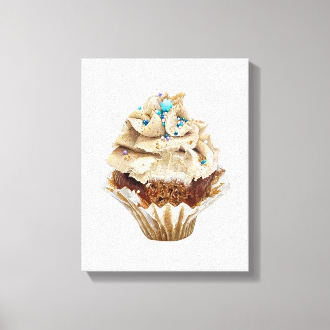 Cupcake Crayon dessiné à la main en toile d'art (Recto)