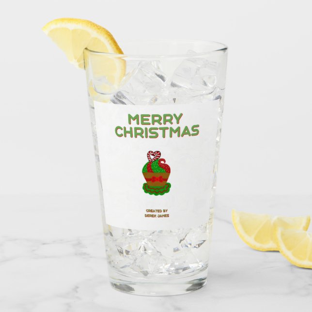 Cupcake de Noël Tumbler en verre (Devant glace)