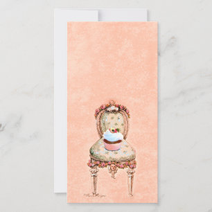 Cupcake et chaise vintage Style Carte photo