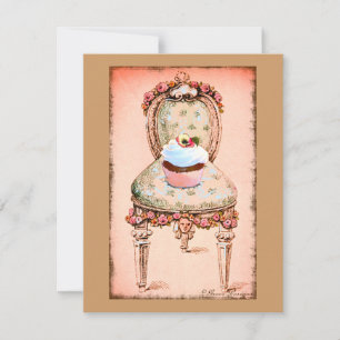 Cupcake et chaise Vintage Style Invitation Card