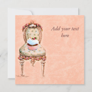 Cupcake et chaise vintage Style Invitation Card