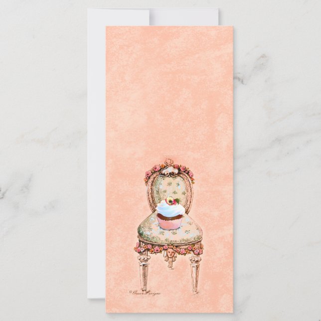 Cupcake et Chaise vintage Style Invitations Cartes (Devant)