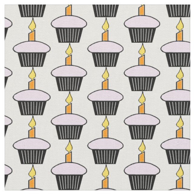 Cupcake fête d'anniversaire tissu à thème (Fermer)