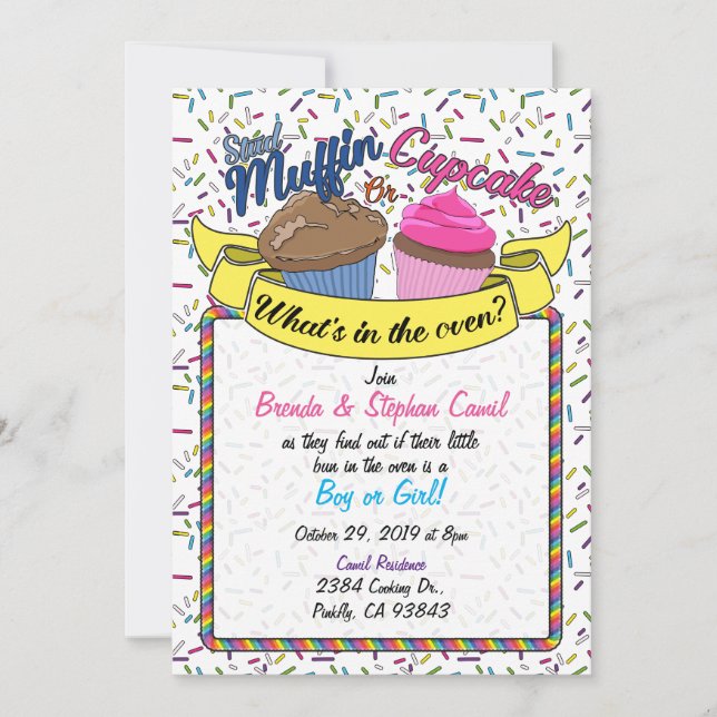 Cupcake Genre Reveillez Invitation (Devant)
