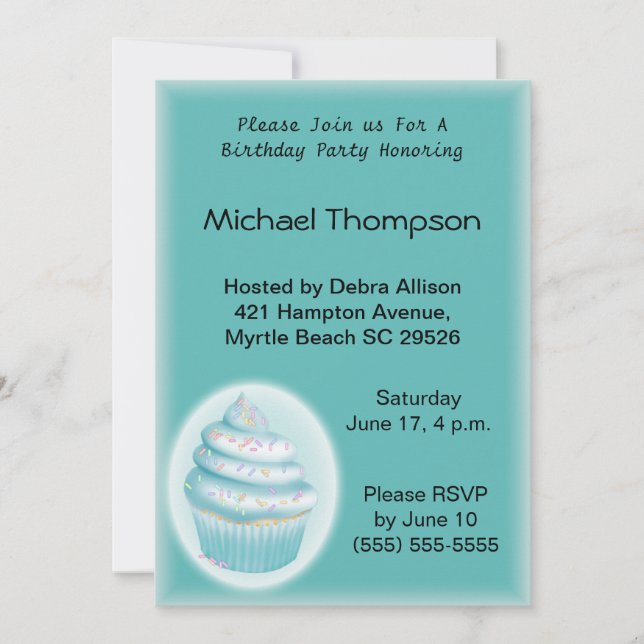 Cupcake Invitation d'anniversaire (Devant)