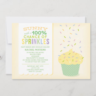 Cupcake Jaune Bébé Saupoudrer Invitation