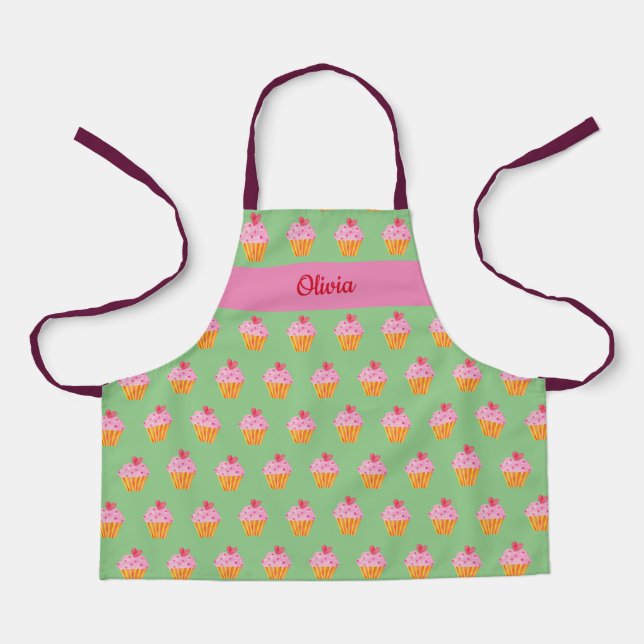 Cupcake Kids NOM tablier de cuisson aquarelle rétr (Recto)
