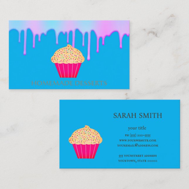 Cupcake Logo boulangerie Chef, Carte de visite mig (Devant / Derrière)