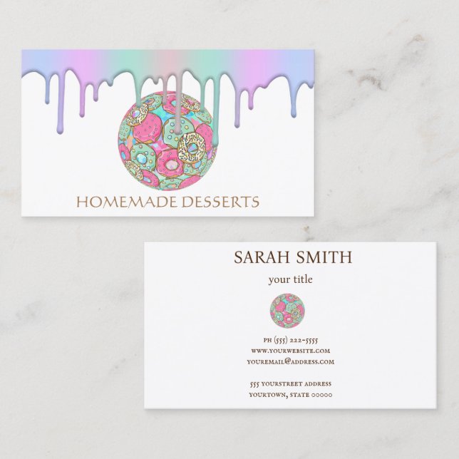 Cupcake Logo boulangerie Chef, Carte de visite mig (Devant / Derrière)