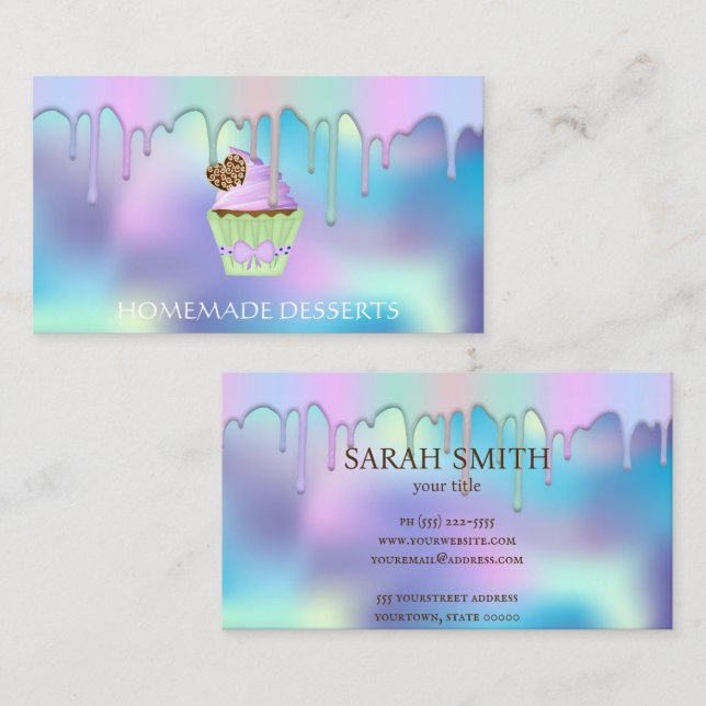 Cupcake Logo boulangerie Chef, Carte de visite mig (Devant / Derrière)