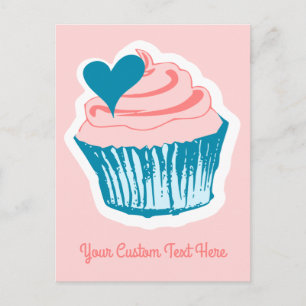 Cupcake Love carte postale texte personnalisée