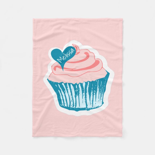 Cupcake Love nom personnalisé fleece couvertures (Devant)