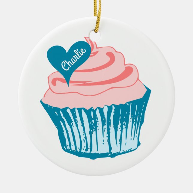 Cupcake Love nom personnalisé ornements (Devant)