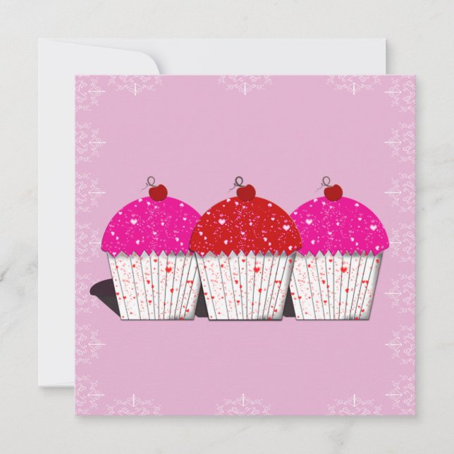 Cupcake Love sur Cartes pour notes roses (Devant)