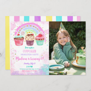 Cupcake modifiable Anniversaire Photo Invitation