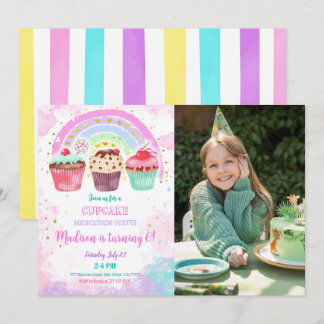 Cupcake modifiable Anniversaire Photo Invitation