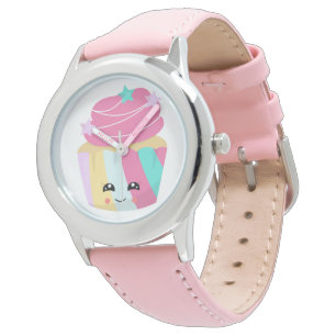 Cupcake - Montre en cuir en acier inoxydable
