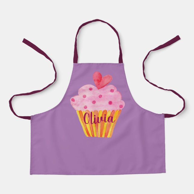 Cupcake NOM tablier de cuisson couleur violet (Recto)