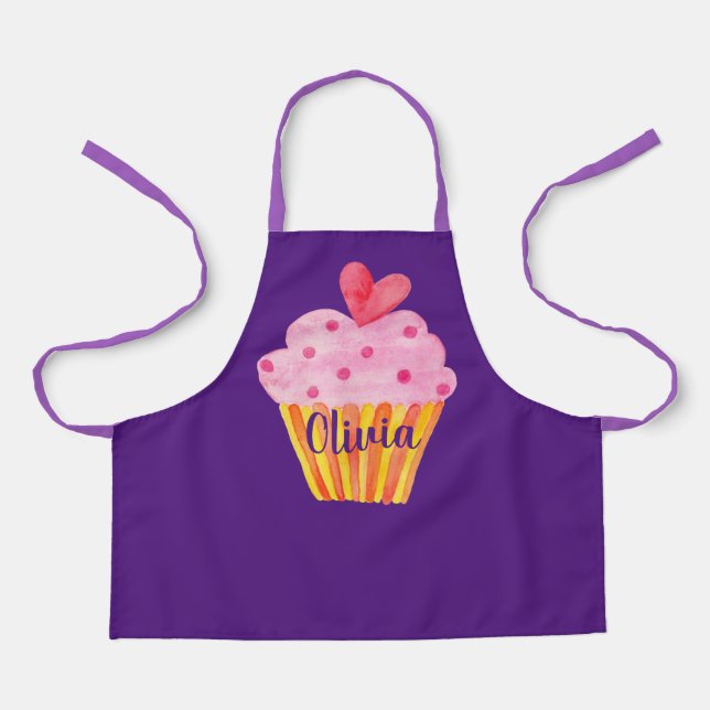 Cupcake NOM tablier de cuisson couleur violet (Recto)