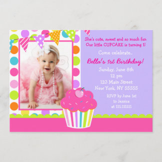 Cupcake Photo Invitation à la fête d'anniversaire