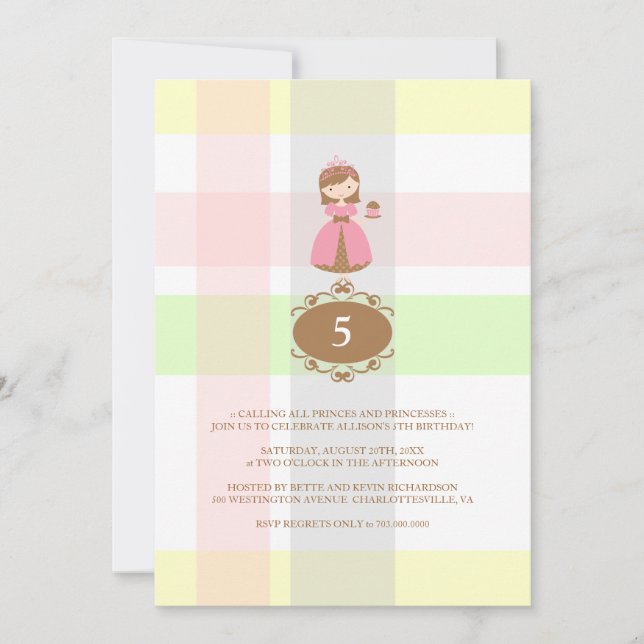 Cupcake Princess Invitations de fête d'anniversair (Devant)