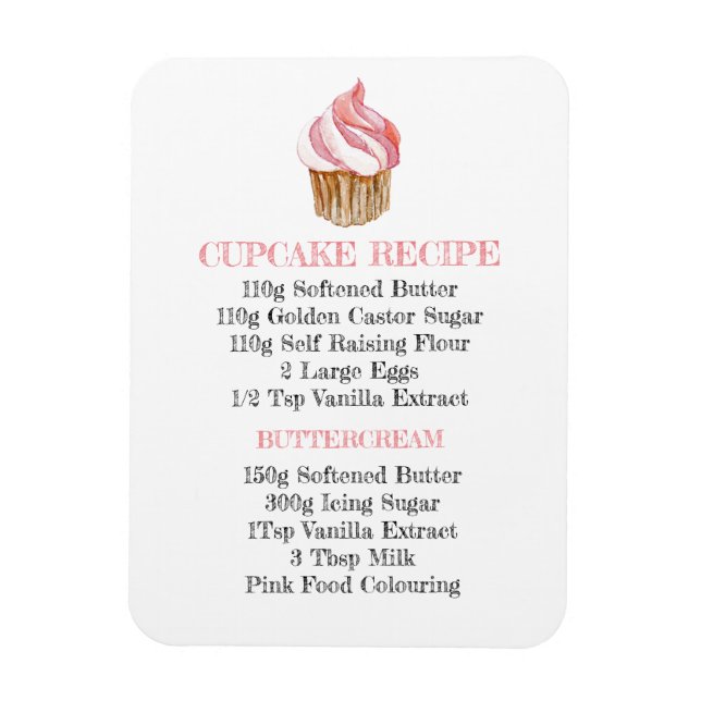 CUPCAKE RECEPE CUISINE FLEXIBLE FRIDGE MAGNET (Vertical)
