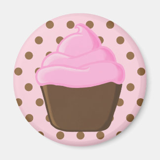 Cupcake rose avec aimant Pois rose