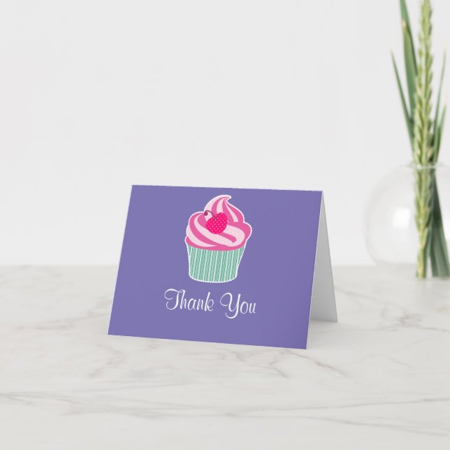 Cupcake rose avec Merci de cerisier Potté Polka (Devant)