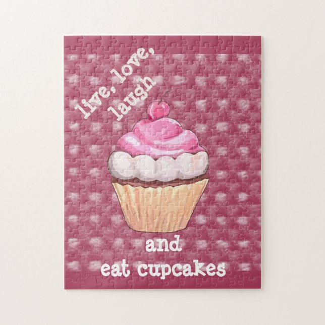 Cupcake rose mignonne en direct, Amour, Puzzle de  (Vertical)