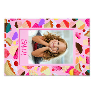 Cupcake rose vif - Photo personnalisée