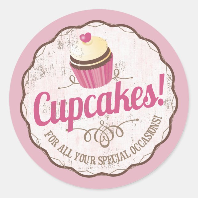 cupcake rose vintage étiquette boulangerie boulang (Devant)