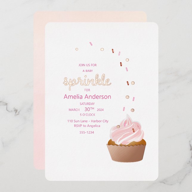 Cupcake Saupoudrer les invitations pour la douche  (Recto/Verso)