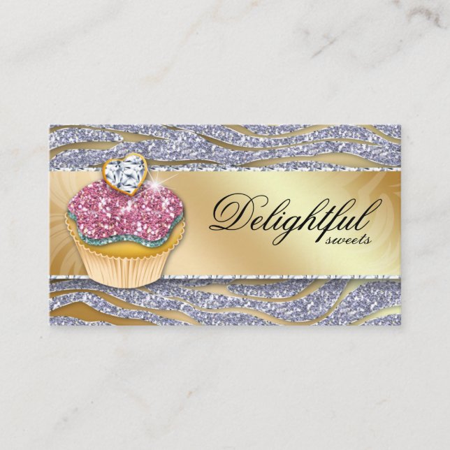 Cupcake Sparkle Bakou Carte de visite Zebra Silver (Devant)