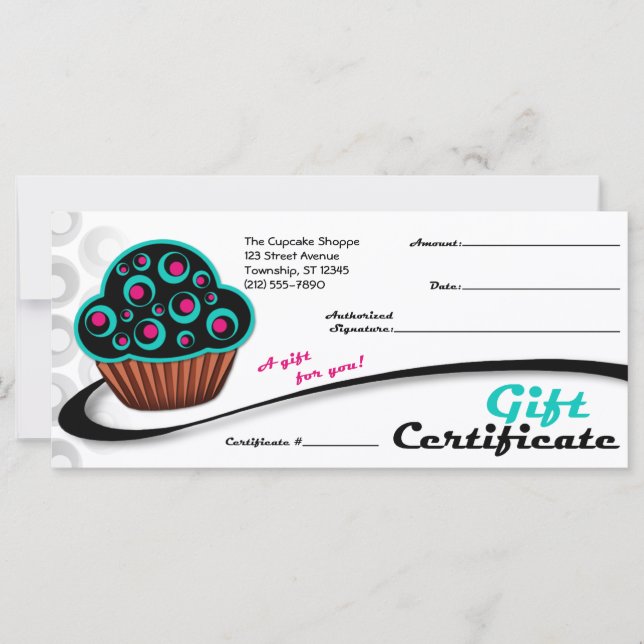 Cupcake Turquoise alternatif rétro - Certificats c (Devant)
