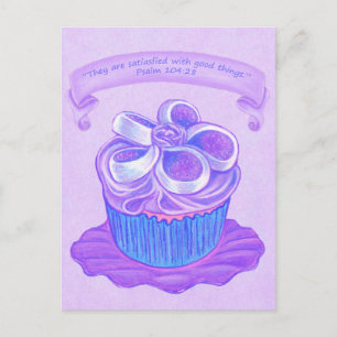 Cupcake violet sur plaque 4 ~ Carte postale Écritu