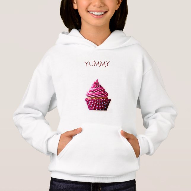 Cupcake "yummy" sweat - shirt à capuche. Nom perso (Devant)
