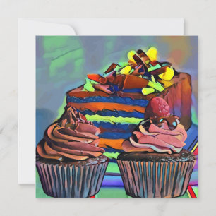 Cupcakes and cake Still Abstract Art