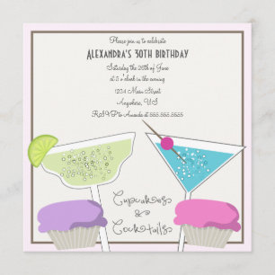 Cupcakes & Cocktails Invitation d'anniversaire