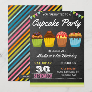 Cupcakes colorés Invitation de la fête Anniversair