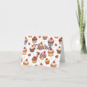 Cupcakes et Cartes de remerciements de fraises