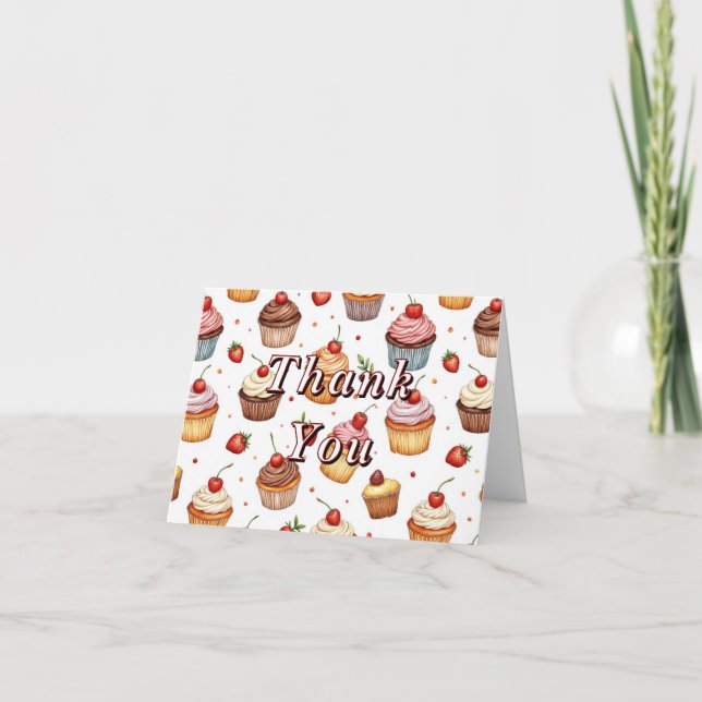 Cupcakes et Cartes de remerciements de fraises (Devant)