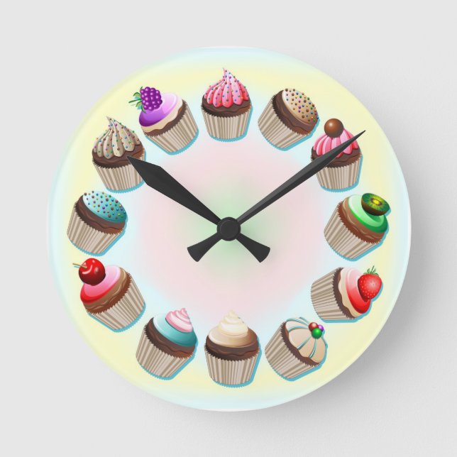 Cupcakes Horloges en cercle coloré (Recto)