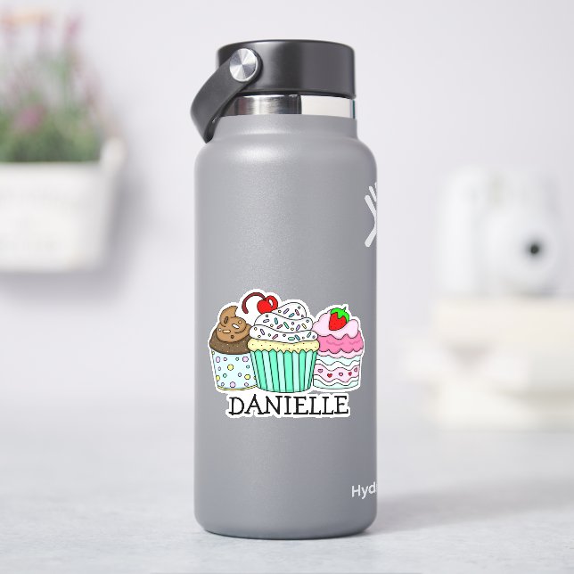 Cupcakes personnalisées et Sticker de nom (HydroFlask)