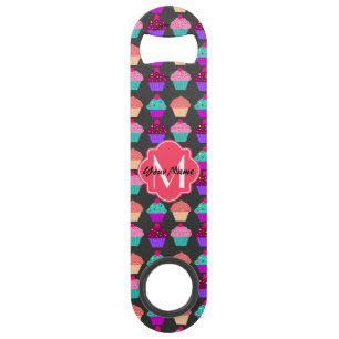 Cupcakes rose chaud Nom personnalisé, Monogramme