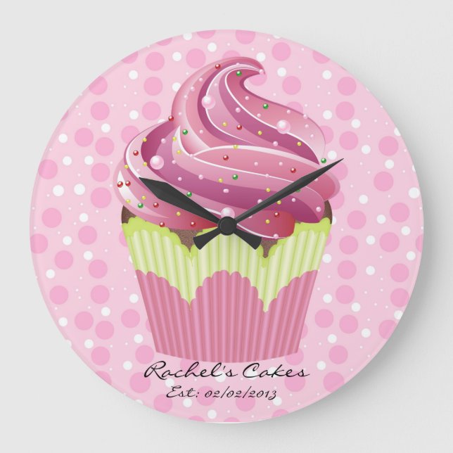 Cupcakes Roses Sucres savoureux Horloge (Recto)