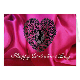 CUPID LACE COEUR SOIE CLOTH FUCHSIA, Rose Noir