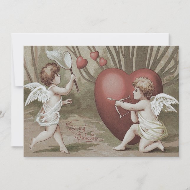 Cupid Net Cœur Arc Flèche Faire-Part de Mariage (Devant)