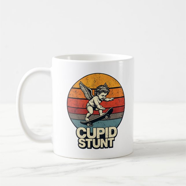 Cupid Stunt Funny Vintage Angel Retro Sunset Mug (Gauche)